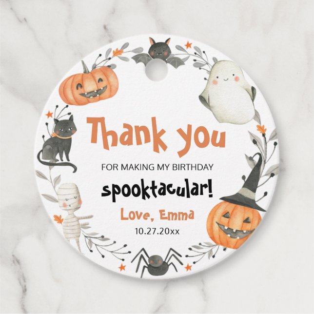 Étiquettes Cadeau Cute Halloween Ghost Spooktacular Anniversaire (Devant)