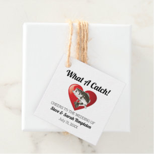 Étiquettes Cadeau Cute Heart Fish Mariage What a Catch