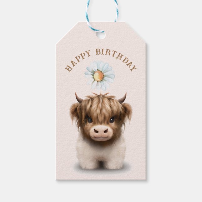 Étiquettes-cadeau Cute Highlands Scottish Cow (Devant)