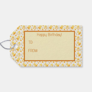 Étiquettes-cadeau Cute Jaune Chicks et Fleurs