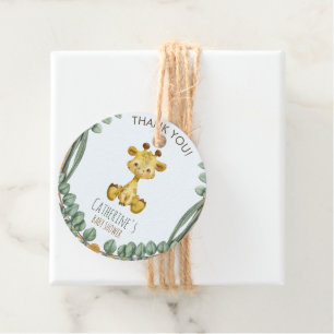 Étiquettes Cadeau Cute Jungle Safari Giraffe Baby shower Merci