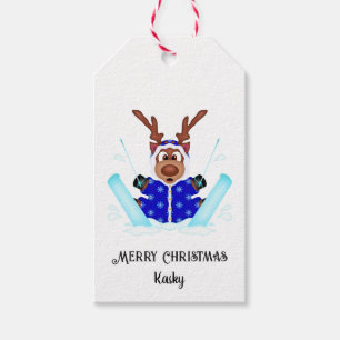 Étiquettes-cadeau Cute Kasky Christmas Reindeer Festif Vacances Cerf