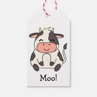 Étiquettes-cadeau Cute Kawaii Friendly Cow Moo!