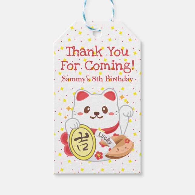 Étiquettes-cadeau Cute Kawaii Oriental Lucky Chat fête d'anniversair (Devant)