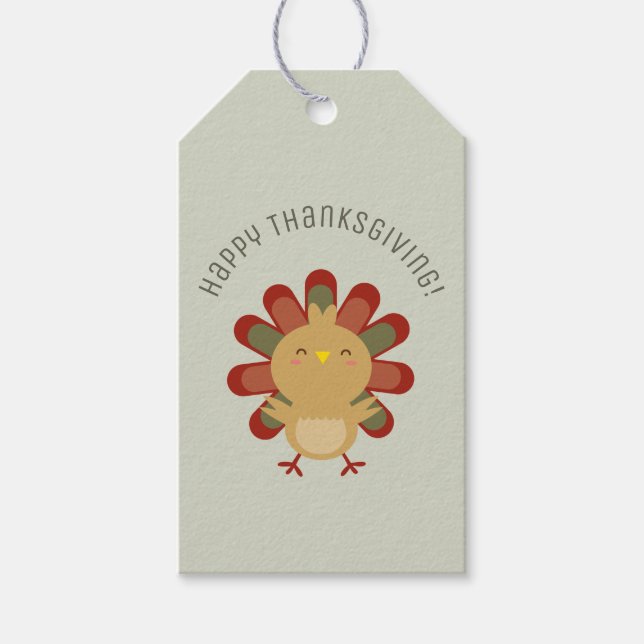 Étiquettes-cadeau Cute Kawaii Turquie Bon thanksgiving (Devant)