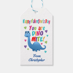 Étiquettes-cadeau Cute Kids Valentines Day Classroom Dinosaur