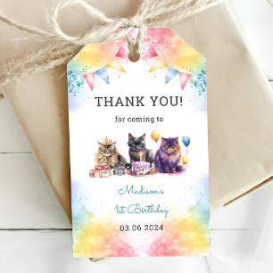 Étiquettes-cadeau Cute Kitty Chat 1er fête d'anniversaire