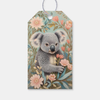 Étiquettes-cadeau Cute Koala Elegant Pastel Floral
