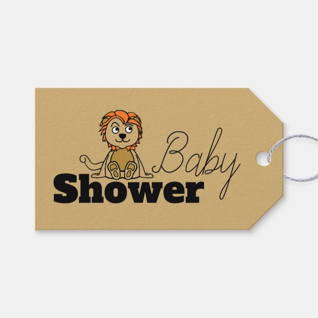 Étiquettes-cadeau Cute Lion Cub, Baby shower (Devant (Horizontal))