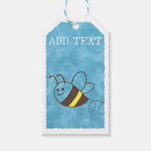 Cute Little Bee Flying Blue Aquarelle Baby shower
