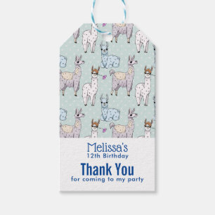 Étiquettes-cadeau Cute Llama Motif à l'anniversaire Pois