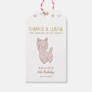 Étiquettes-cadeau Cute Llama Thème Anniversaire Pastel