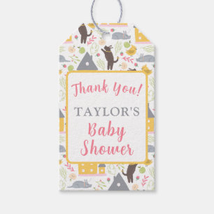 Étiquettes-cadeau Cute Maison Jaune Baby shower aux chiots