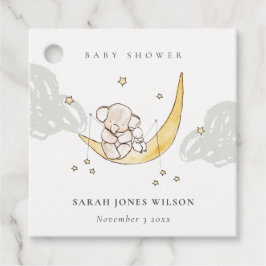 Étiquettes Cadeau Cute Moon Stars Elephant Bunny Baby shower neutre