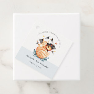 Étiquettes Cadeau Cute Nautical Pirate Ship Lion Cub Anniversaire de