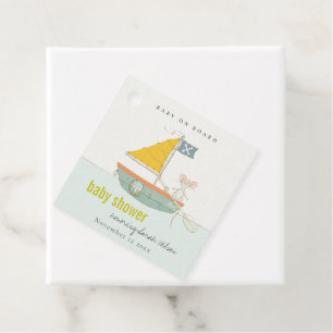 Étiquettes Cadeau Cute Nautique Pirate Souris Baby shower de voilier