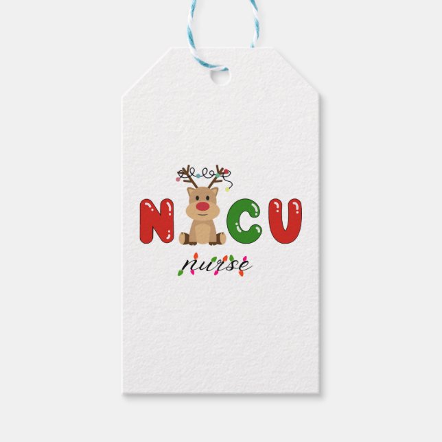 Étiquettes-cadeau Cute NICU infirmière conception de Noël (Devant)