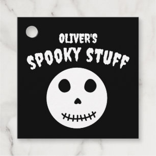 Étiquettes Cadeau Cute Noir Éffrayant Stuff Enfants Halloween Crâne