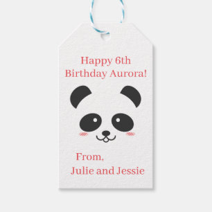 Étiquettes-cadeau Cute Noir et Blanc Simple Kawaii Panda Ours