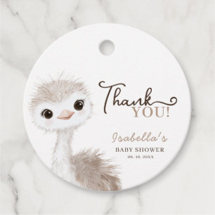Étiquettes Cadeau Cute Ostrich Safari Animaux Baby shower Favoriser