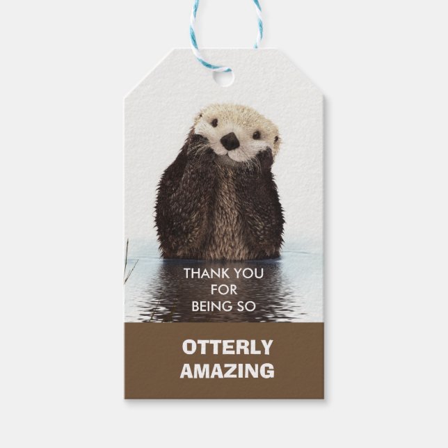 Étiquettes-cadeau Cute Otter Image Pun - Otterly Extraordinaire Merc (Devant)