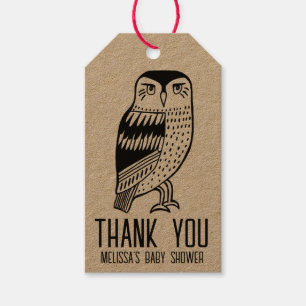 Étiquettes-cadeau Cute Owl BABY SHOWER simple Merci PERSONNALISÉ Kra