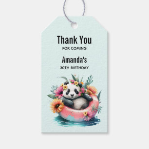 Étiquettes-cadeau Cute Panda Chilling dans un événement Tube intérie