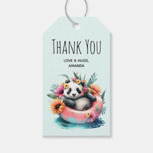 Étiquettes-cadeau Cute Panda Chilling dans un Merci Tube intérieur