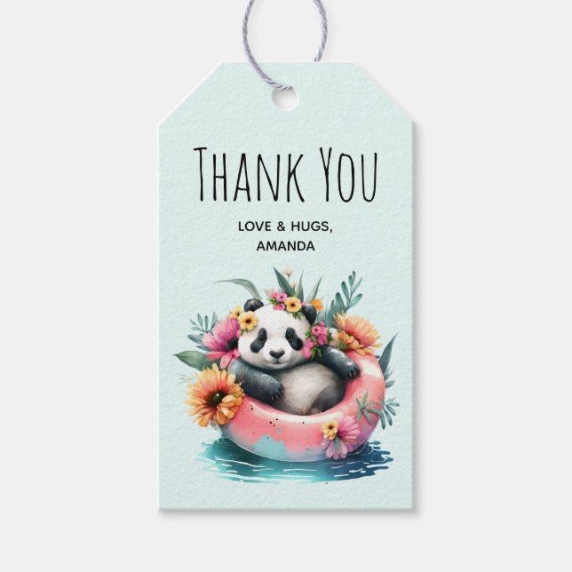 Étiquettes-cadeau Cute Panda Chilling dans un Merci Tube intérieur (Devant)