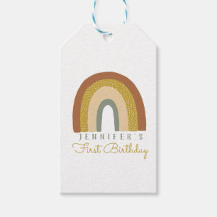 Étiquettes-cadeau Cute Pastel Terracota Arc-en-ciel Anniversaire