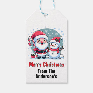 Étiquettes-cadeau Cute Père Noël Et Motoneige Noël Personnalisé