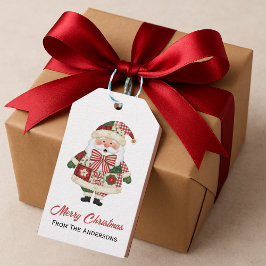 Étiquettes-cadeau Cute Personalized Santa Christmas Holiday