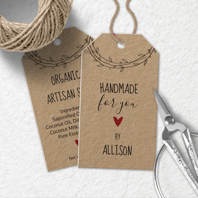 Étiquettes-cadeau Cute personnalisée "artisanal pour vous" Kraft (Créateur téléchargé)