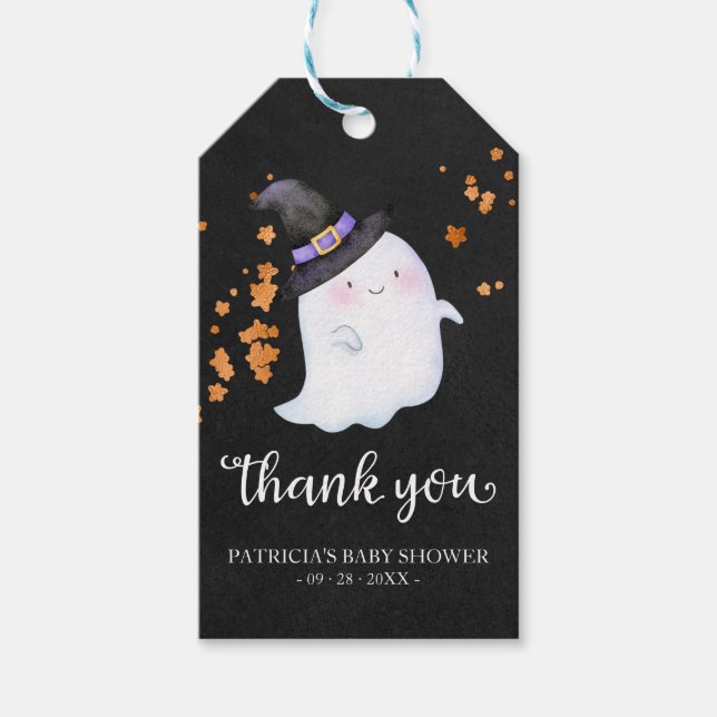 Étiquettes-cadeau Cute Petit Fantôme Halloween Baby shower Merci (Devant)