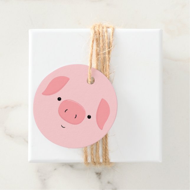 Étiquettes Cadeau Cute Piggy (En situation)