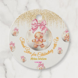 Étiquettes Cadeau Cute Pink Gingerbread Girl Bauble Christmas Baby