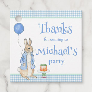 Étiquettes Cadeau Cute Rabbit bleu Merci d'anniversaire