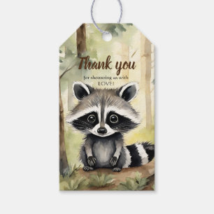Étiquettes-cadeau Cute Raccoon Genre Neutre Baby shower Merci