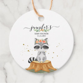 Étiquettes Cadeau Cute Raccoon Woodland Baby Party