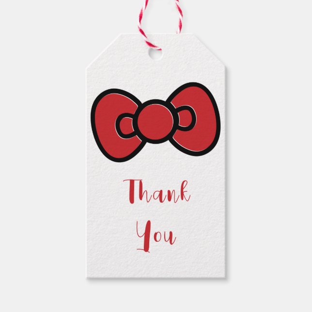 Étiquettes-cadeau Cute Red Bow Whimsical (Devant)