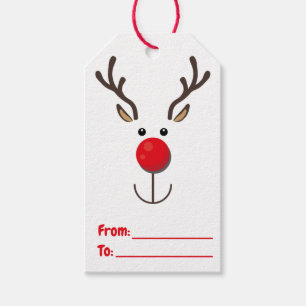 Étiquettes-cadeau Cute Reinder Minimaliste Visage Blanc