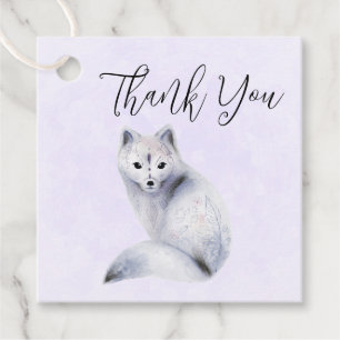 Étiquettes Cadeau Cute renard nordique avec Merci de marques florale