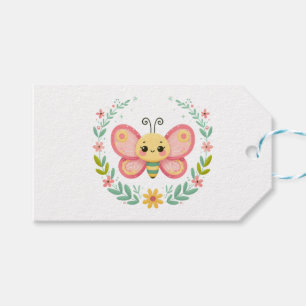 Étiquettes-cadeau Cute, ressort/papillon