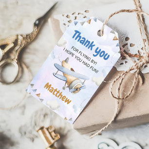 Étiquettes-cadeau Cute Retro Blue Avion 1er anniversaire