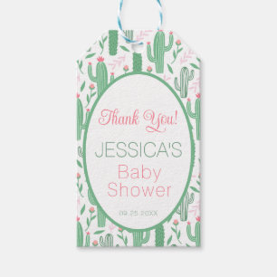 Étiquettes-cadeau Cute Retro Cactus Baby shower Floral Succulent