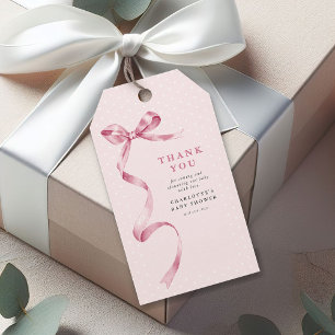 Étiquettes-cadeau Cute rose Bow ruban Baby shower fille