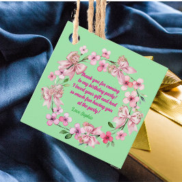 Étiquettes Cadeau Cute rose Floral Bow Girl Photo Anniversaire Merci