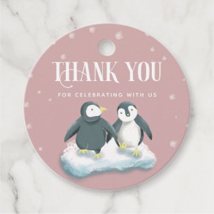 Étiquettes Cadeau Cute rose hiver Wonderland Baby shower des pingoui