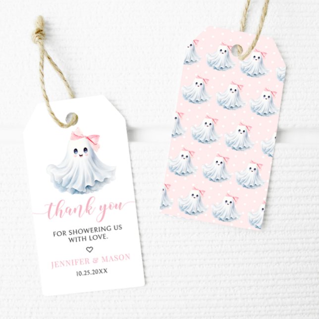 Étiquettes-cadeau Cute rose Petit Boo Baby Girl Douche Merci (Créateur téléchargé)