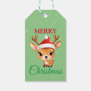 Étiquettes-cadeau Cute Safari animal Reindeer Père Noël Christmas Co